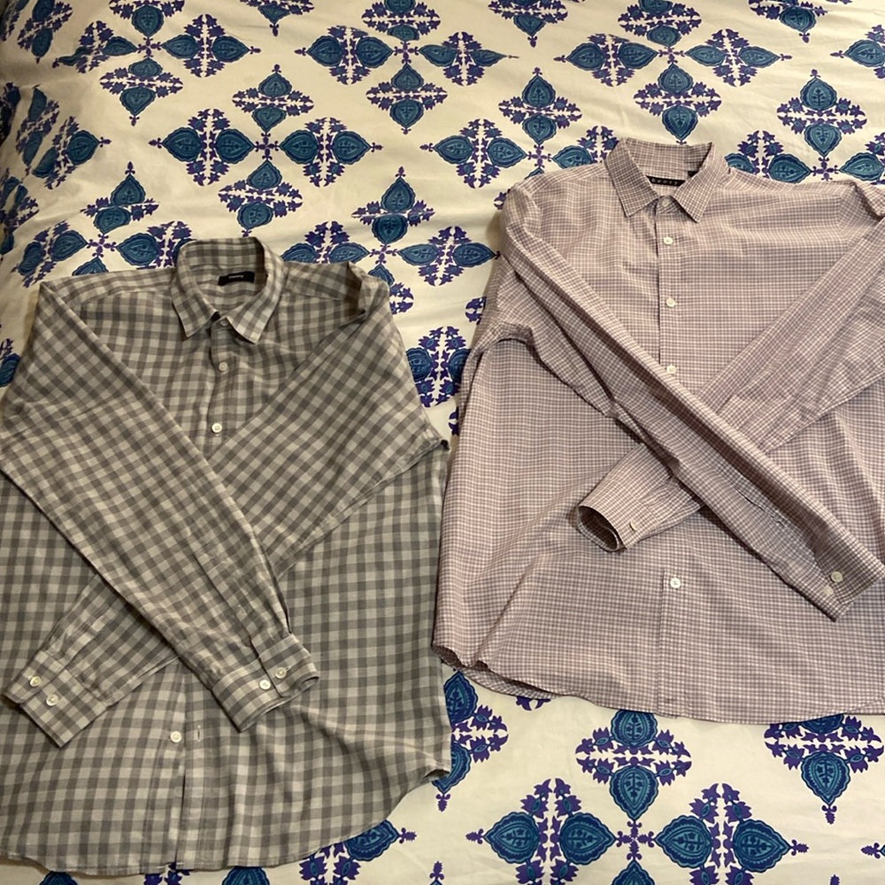 Pair of plaid Therory button downs. Great for work!